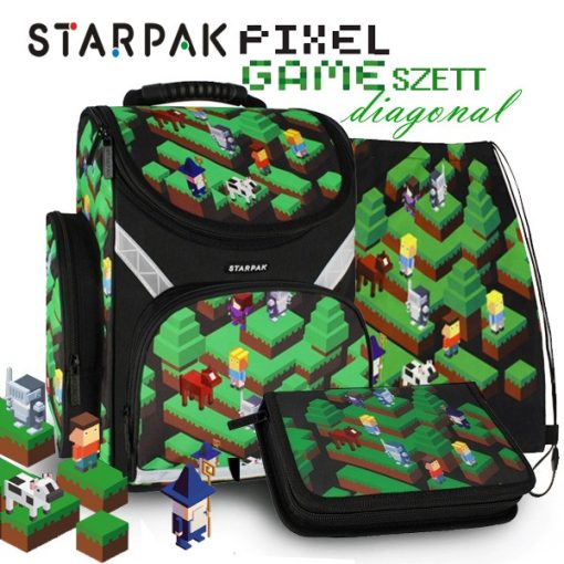 Iskolatáska szett, STARPAK, Pixel Game, Diagonal