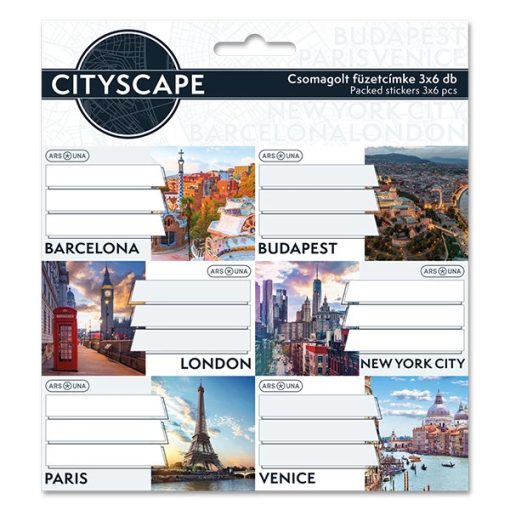 ARS UNA füzetcímke csomagolt, 3x6db Cityscape