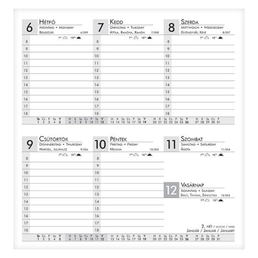 Zsebnaptár, haránt, Alisca, Szekszárd, 2026. évi, Kék