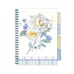   Spirálfüzet ARGUS 100 lapos, színregiszteres, 4 részes, A/5-ös vonalas, Fehér virág