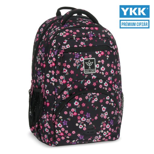  ARS UNA Hátizsák Ergonomikus iskolatáska szett, Pearl Blossom Black, 3 részes