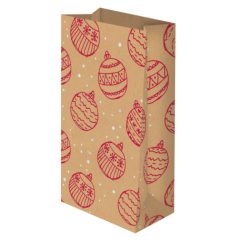   Karácsonyi papírtasak, 13x24x7,5 cm, 6db, karácsonyi gömb