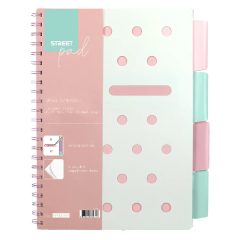   Street Pad Spirálfüzet, regiszteres A/5, 100 lapos, vonalas, pasztell rózsaszín