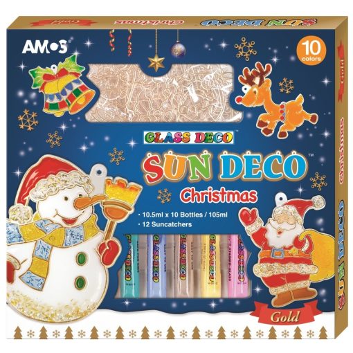 AMOS Karácsonyi üvegmatricafesték készlet 10,5ml 10db+12db sablon
