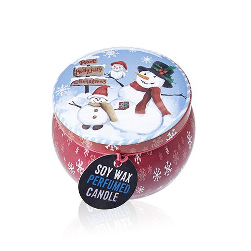 Karácsonyi szójagyertya fém tartóban