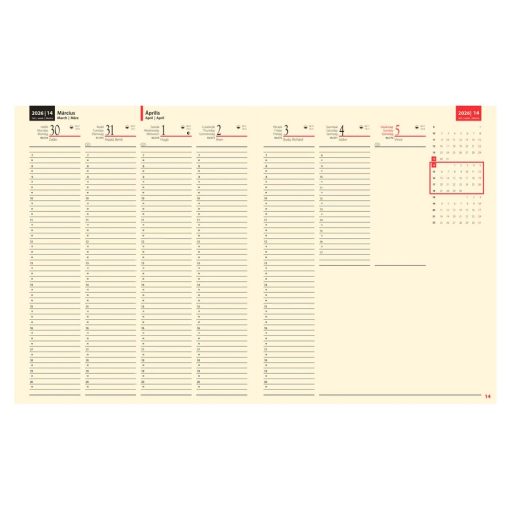 Határidőnapló, agenda A/4 heti, Bolero, 2026. évi, Drapp