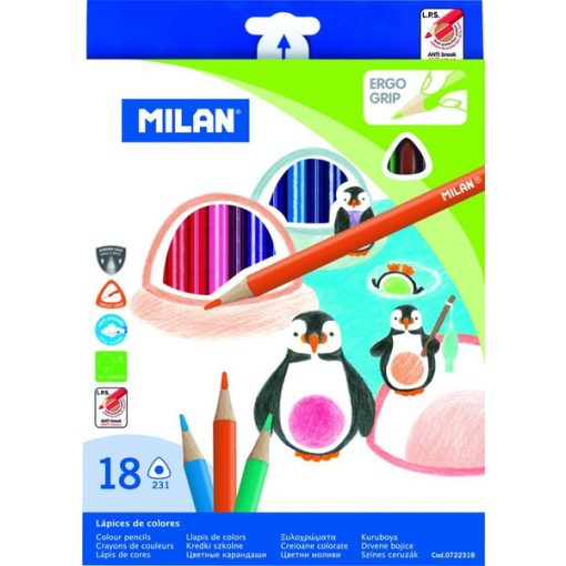 MILAN színesceruza 18db-os, 231, háromszögletű