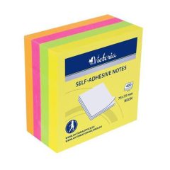   VICTORIA öntapadós jegyzettömb 75x75mm 400lap vegyes szín, neon