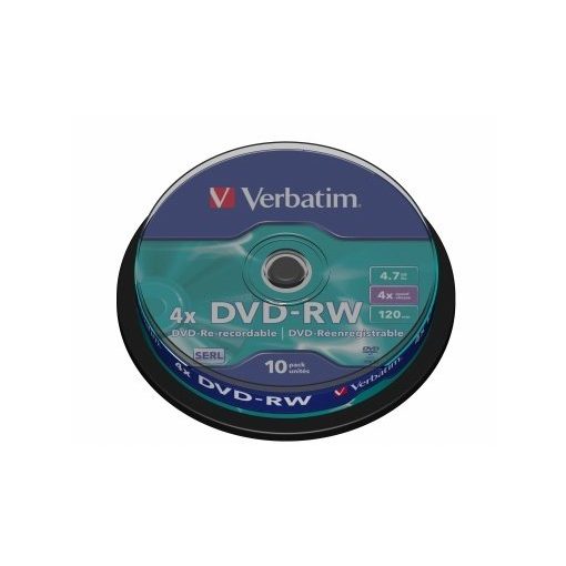DVD-RW újraírható VERBATIM 4,7GB 4x 10db hengeren
