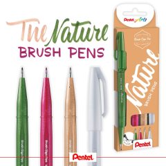   PENTEL Arts Ecsettoll, kalligrafikus hajlékony hegyű, 4db Nature