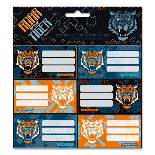 ARS UNA füzetcímke csomagolt, 3x6db Roar of tiger, tigris