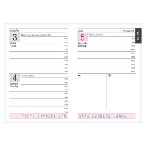 Zsebnaptár, A/7 Alisca, Szekszárd, 2026. évi, vegyes színek