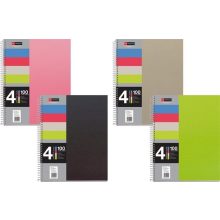 Spirálfüzet MIQUELRIUS 100 lap, színregiszteres, 4 részes, A/5-ös kockás