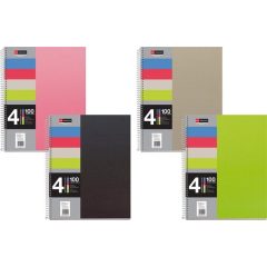   Spirálfüzet MIQUELRIUS 100 lap, színregiszteres, 4 részes, A/5-ös kockás