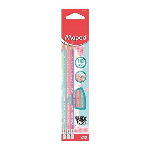 Grafitceruza, HB, MAPED "Pastel Deco" radírral 12db