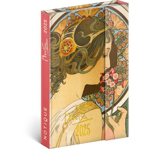 Határidőnapló, agenda B/6 heti 2025. évi, mágneses, Alphonse Mucha