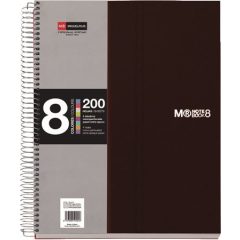   Spirálfüzet MIQUELRIUS 200 lap, színregiszteres, 8 részes, A/4-es kockás, fekete