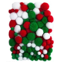 Karácsonyi pompom dekor, 140db