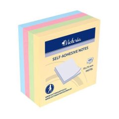  VICTORIA öntapadós jegyzettömb 75x75mm 400lap vegyes szín, pasztell