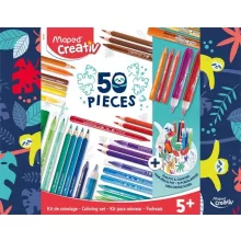 Színezőkészlet, írószertartóval, MAPED CREATIV, 50 darabos