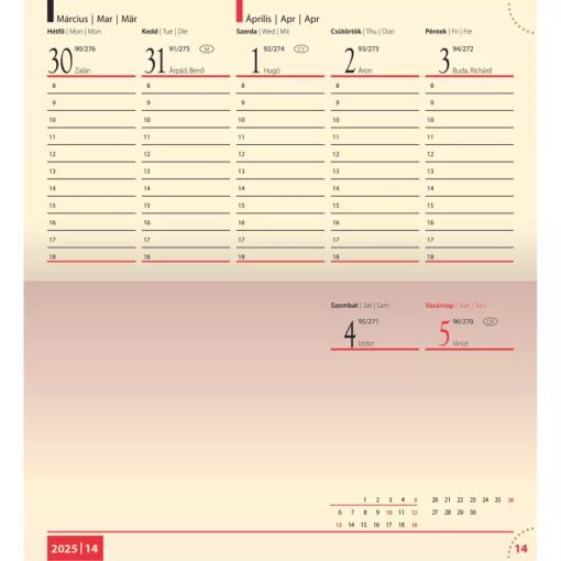 BOLERO zsebnaptár fekvő 2026. évi, Zöld