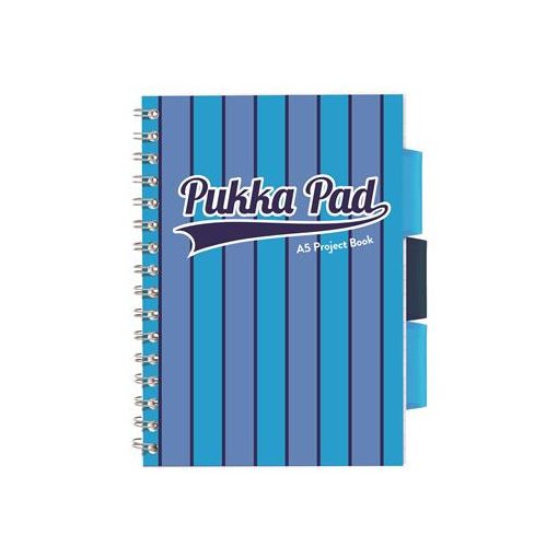 Spirálfüzet Pukka Pad Project 200 oldal, színregiszteres A/5, vonalas, kék