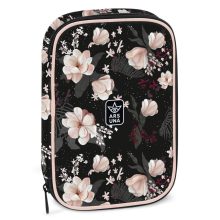  ARS UNA Hátizsák Ergonomikus iskolatáska szett, Flowery Black, 3 részes