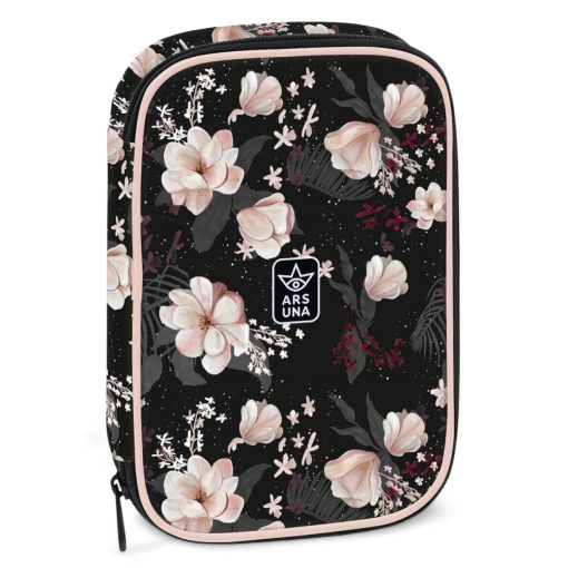  ARS UNA Hátizsák Ergonomikus iskolatáska szett, Flowery Black, 3 részes