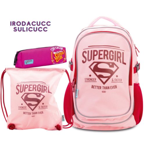 BAAGL iskolatáska szett táska+tornazsák+tolltartó, Supergirl