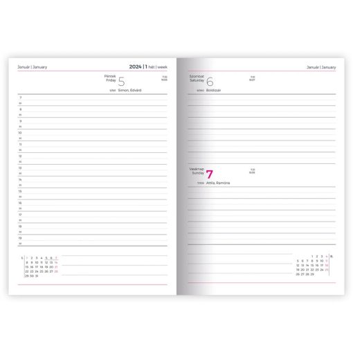 Határidőnapló, agenda A/5 napi Lizzy Card 2026. évi Flower Collage