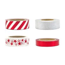 Csillogós, glitteres ragasztószalag, dekortapasz, 4 tekercs