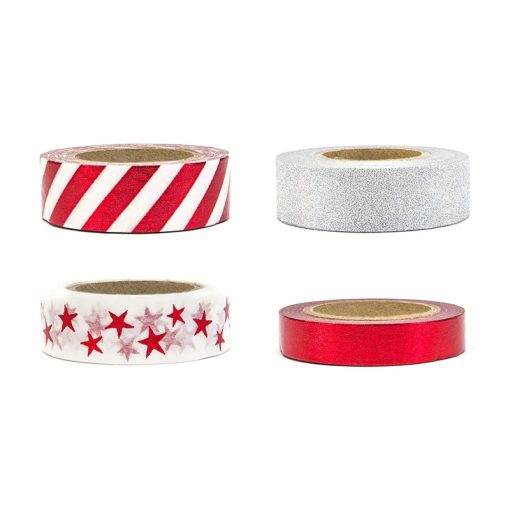 Csillogós, glitteres ragasztószalag, dekortapasz, 4 tekercs