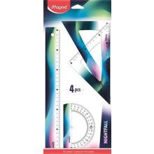 MAPED Vonalzókészlet, műanyag, 4 darabos, Nightfall