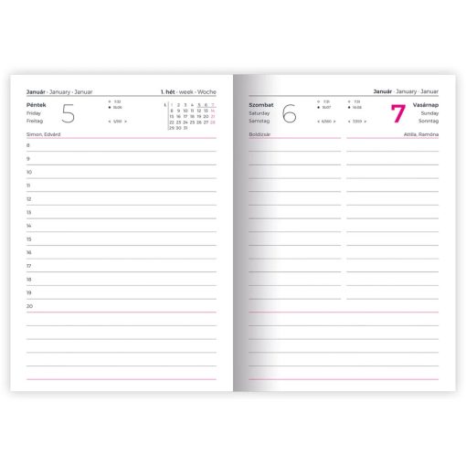 Határidőnapló, agenda B/6 napi Lizzy Card 2026. évi Moth and Moon