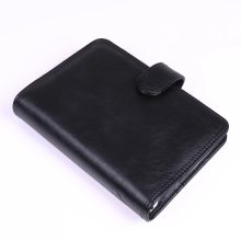 Gyűrűs műbőr kalendárium, M méret, Fekete