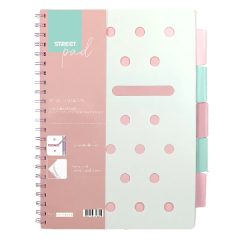   Street Pad Spirálfüzet, regiszteres A/4, 100 lapos, vonalas, pasztell rózsaszín