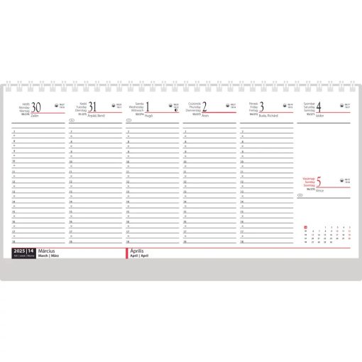 Asztalinaptár 2026. évi, álló, fehér