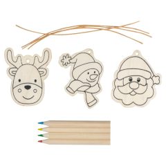 Színezhető karácsonyfadísz, ceruzával