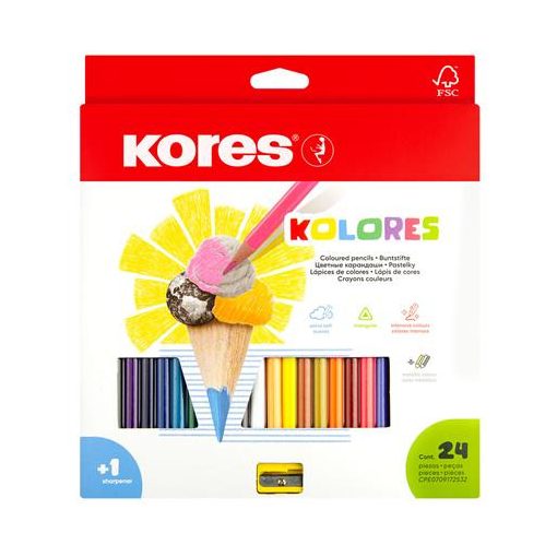 KORES színesceruza háromszögletű Triangular 24db