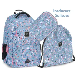    ARS UNA Hátizsák Ergonomikus iskolatáska szett, Pearl Blossom Blue, 3 részes