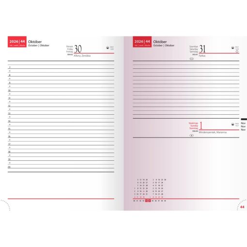 Agenda A/5 napi, 2026. évi, Linett, Kék-Piros