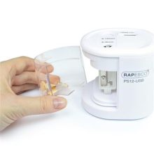 RAPESCO asztali hegyező, elemes, kétlyukú, USB töltővel, rózsaszín