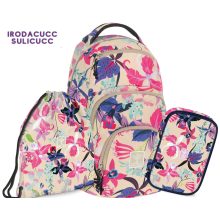 ARS UNA Hátizsák AU-2 iskolatáska szett, Beach Flowers, 3 részes