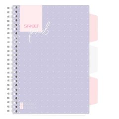   Street Pad Spirálfüzet, regiszteres A/5, 100 lapos, vonalas, lila pöttyös