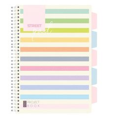   Street Pad Spirálfüzet, regiszteres A/4, 100 lapos, vonalas, világos csíkos