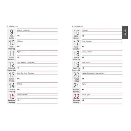 Zsebnaptár, 7 napos, Alisca, Szekszárd, 2026. évi, vegyes színek