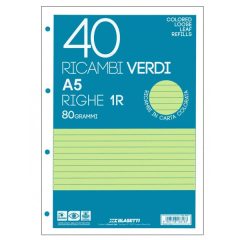   BLASETTI Ricambi gyűrűskönyv betét A/5 40 lap vonalas, zöld