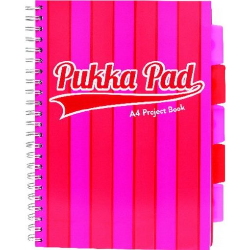 Spirálfüzet Pukka Pad Project 200 oldal, színregiszteres A/4, vonalas,  Pink, 8537