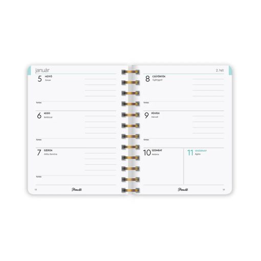 PlanAll Midi Határidőnapló, agenda heti B6 spirálozott 2026. évi - Doggo