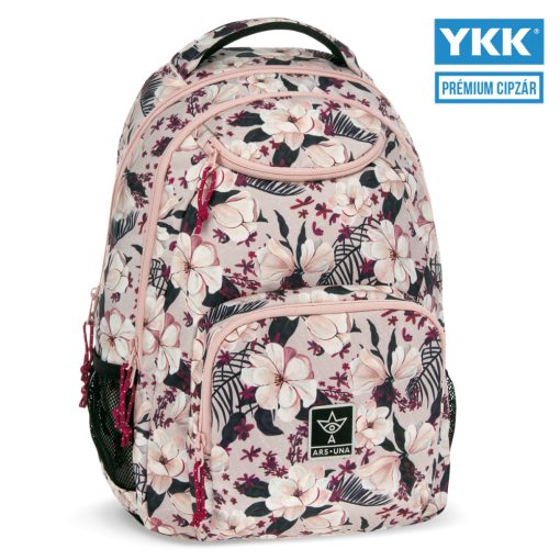 ARS UNA Hátizsák AU-6 iskolatáska szett, Flowery Pink, 3 részes